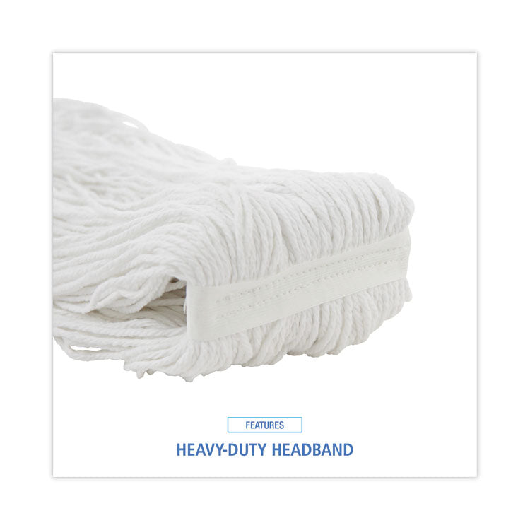 Premium Cut-End Wet Mop Heads, Rayon, 20 oz, White, 12/Carton