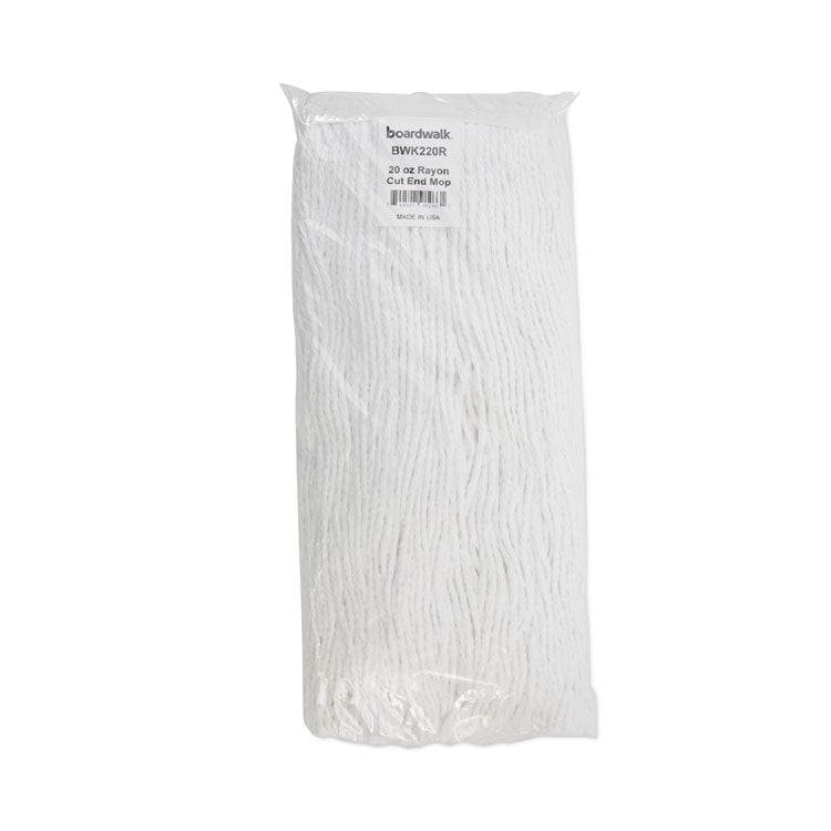 Premium Cut-End Wet Mop Heads, Rayon, 20 oz, White, 12/Carton