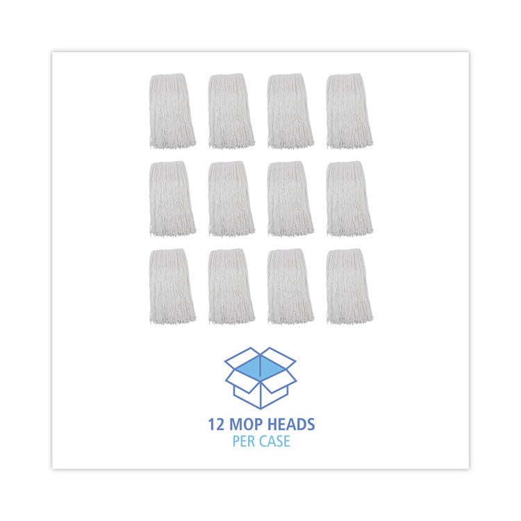 Premium Cut-End Wet Mop Heads, Rayon, 20 oz, White, 12/Carton