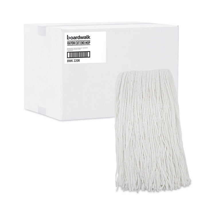 Premium Cut-End Wet Mop Heads, Rayon, 20 oz, White, 12/Carton