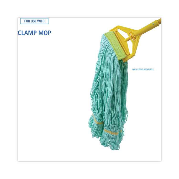 EcoMop Looped-End Mop Head, Recycled Fibers, Large Size, Green, 12/Carton