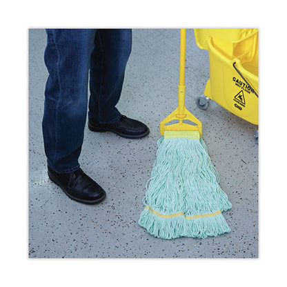 EcoMop Looped-End Mop Head, Recycled Fibers, Extra Large Size, Green, 12/Carton