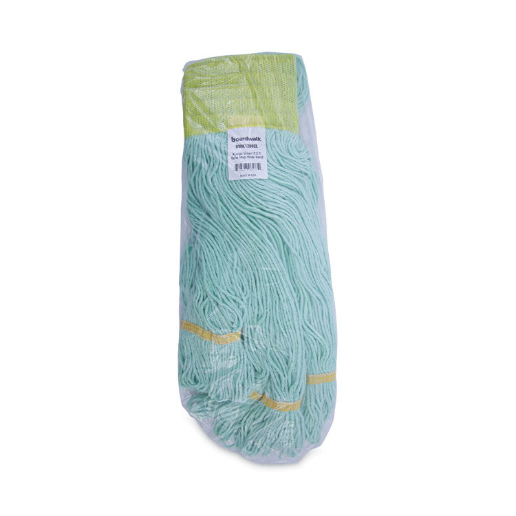 EcoMop Looped-End Mop Head, Recycled Fibers, Extra Large Size, Green, 12/Carton