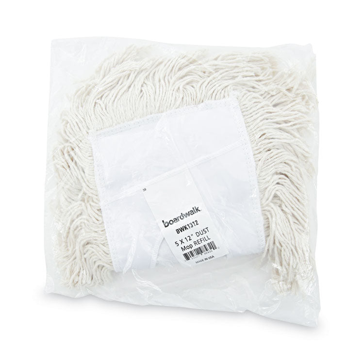 Industrial Dust Mop Head, Cotton, 12 x 5, White