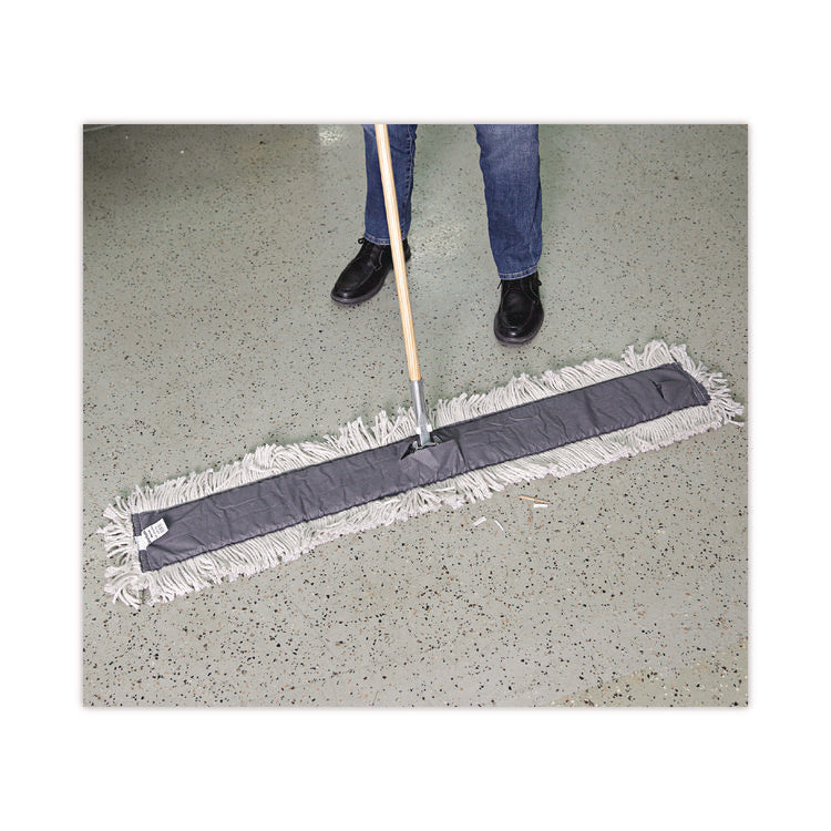Clip-On Dust Mop Frame, 48 x 5, Zinc Plated, Black