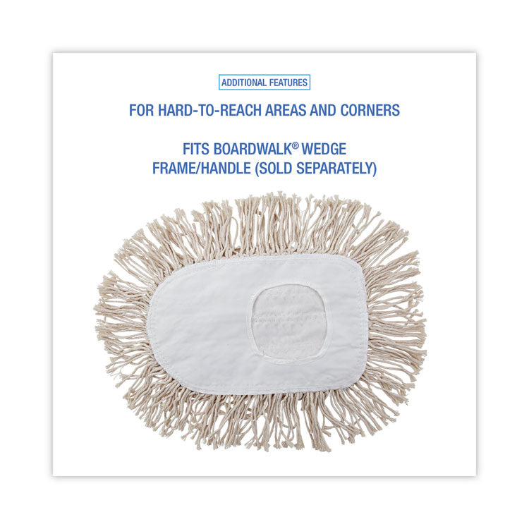 Wedge Dust Mop Head, Cotton, 17.5 x 13.5, White
