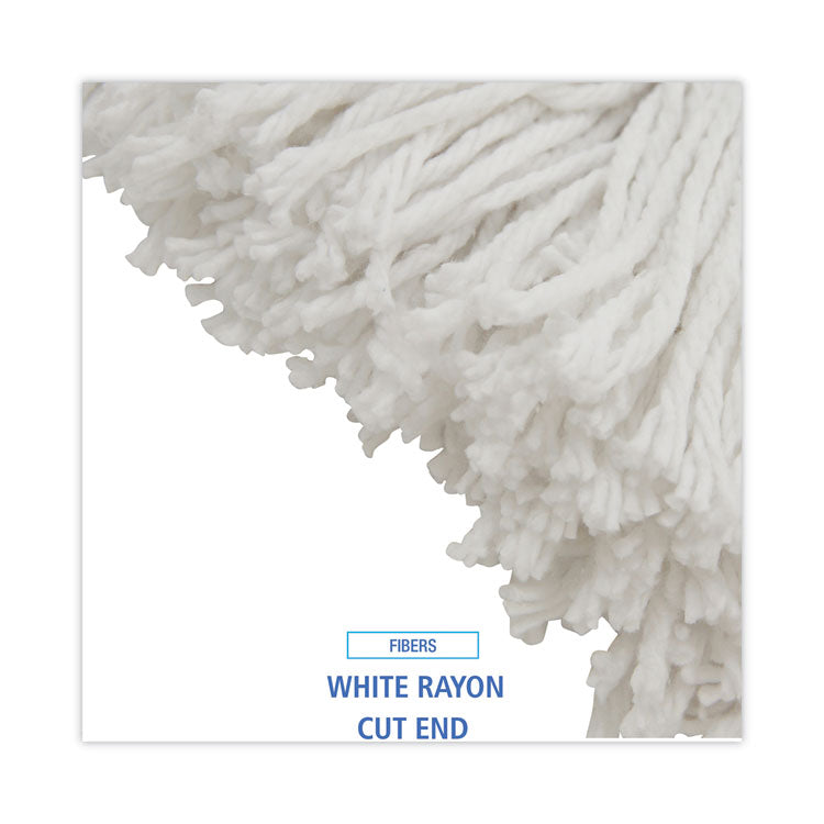 Mop Head, Value Standard Head, Rayon Fiber, Cut-End, #16, White, 12/Carton