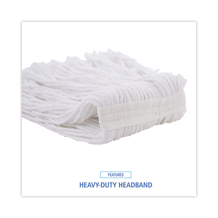 Mop Head, Value Standard Head, Rayon Fiber, Cut-End, #16, White, 12/Carton