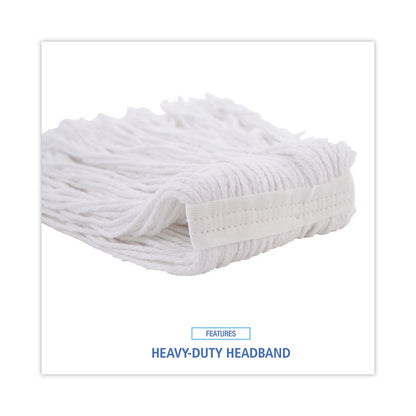 Mop Head, Value Standard Head, Rayon Fiber, Cut-End, #16, White, 12/Carton