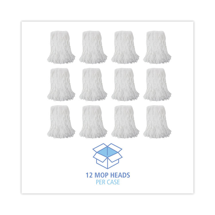 Mop Head, Value Standard Head, Rayon Fiber, Cut-End, #16, White, 12/Carton