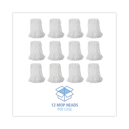 Mop Head, Value Standard Head, Rayon Fiber, Cut-End, #16, White, 12/Carton