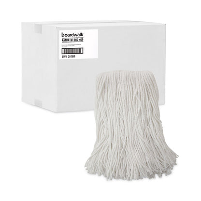 Mop Head, Value Standard Head, Rayon Fiber, Cut-End, #16, White, 12/Carton