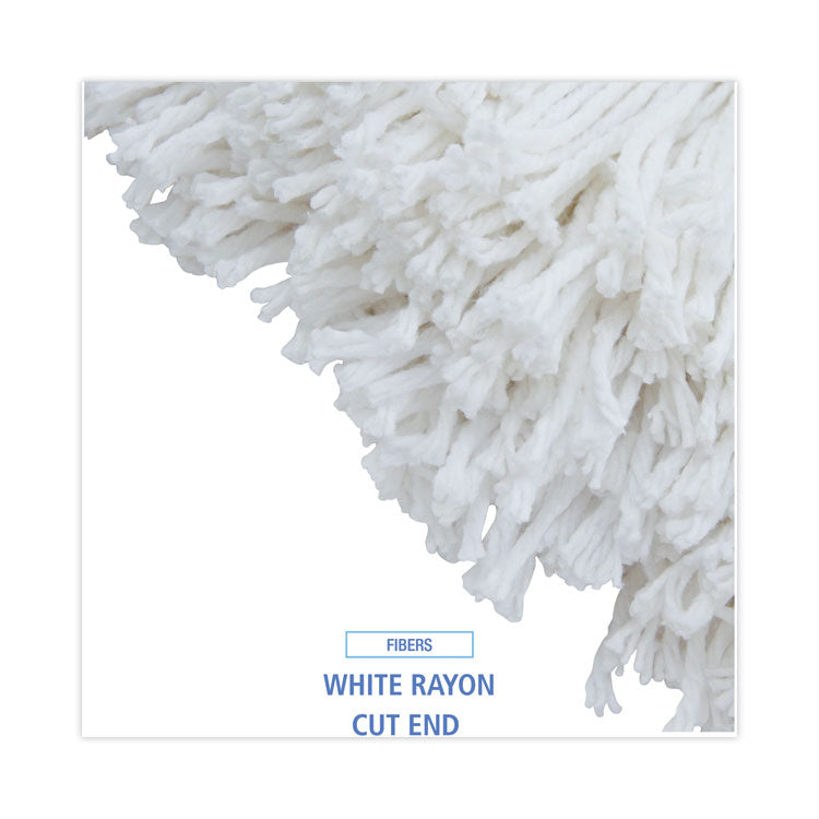 Cut-End Wet Mop Head, Rayon, #32, White, 12/Carton