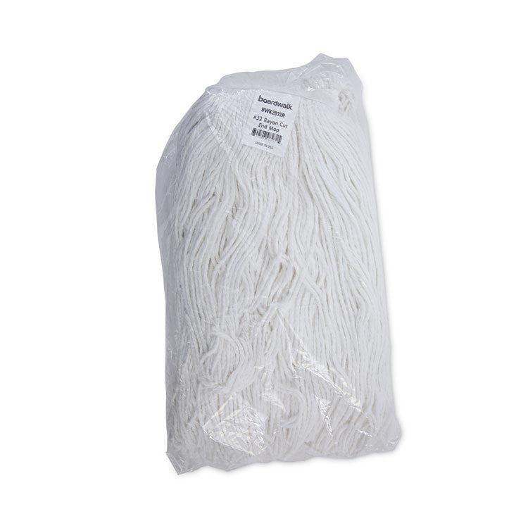 Cut-End Wet Mop Head, Rayon, #32, White, 12/Carton