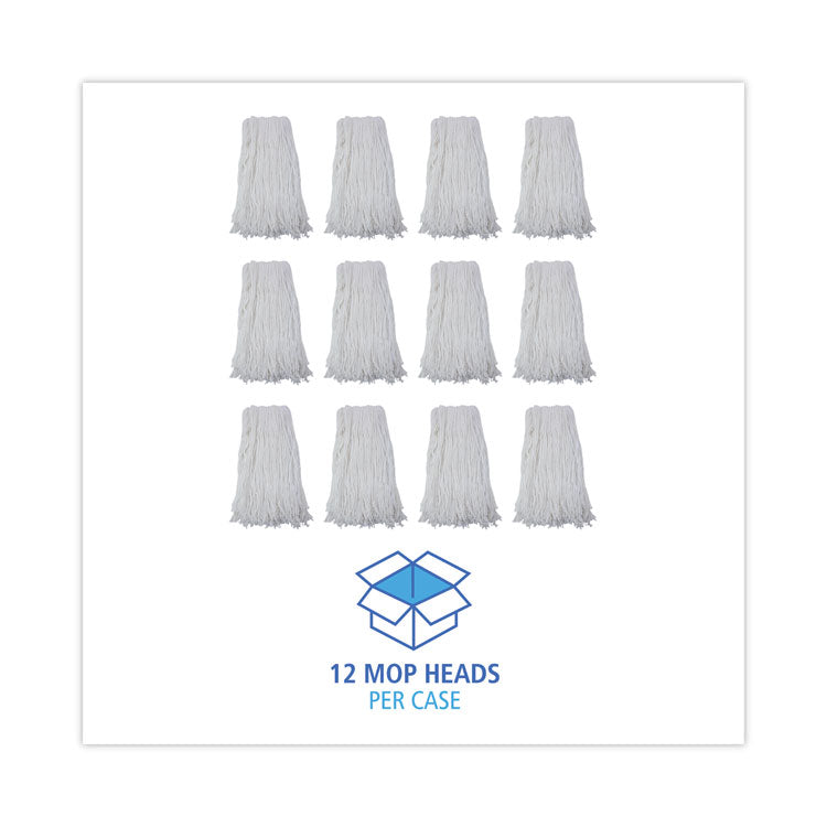 Cut-End Wet Mop Head, Rayon, #32, White, 12/Carton