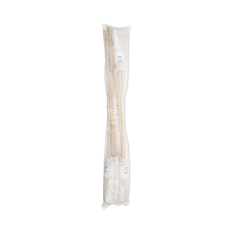 Handle/Deck Mops, #16 White Cotton Head, 48" Natural Wood Handle