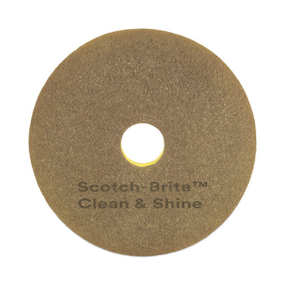 Clean and Shine Pad, 15" Diameter, Brown, 5/Carton