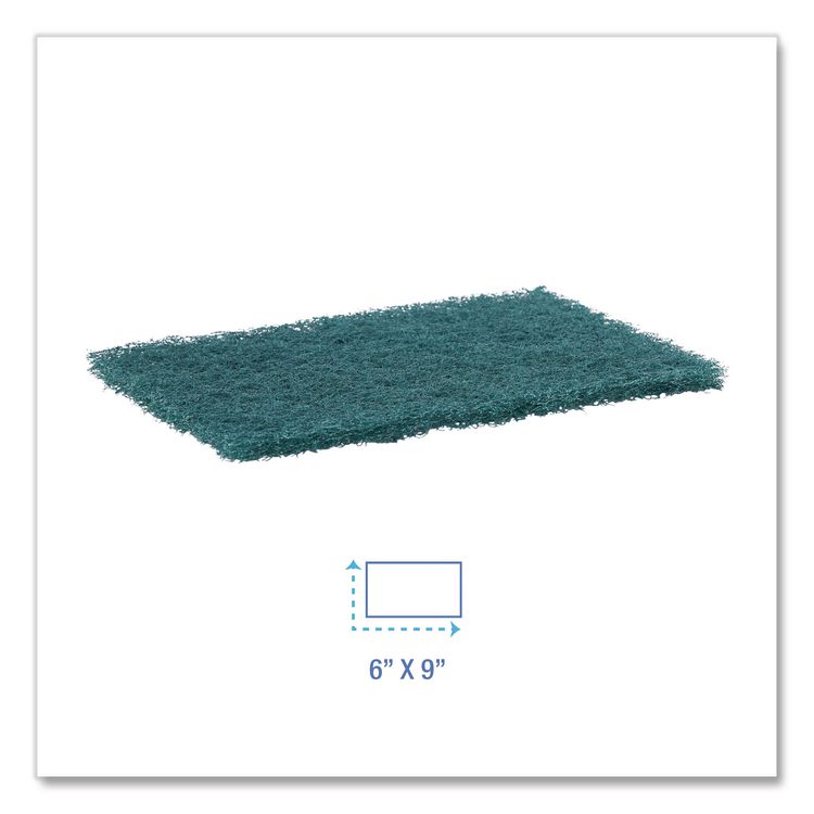 Heavy-Duty Scouring Pad, 6 x 9, Green, 15/Carton