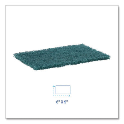Heavy-Duty Scouring Pad, 6 x 9, Green, 15/Carton