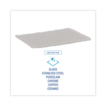 Light-Duty Scouring Pad, 6 x 9, White, 20/Carton