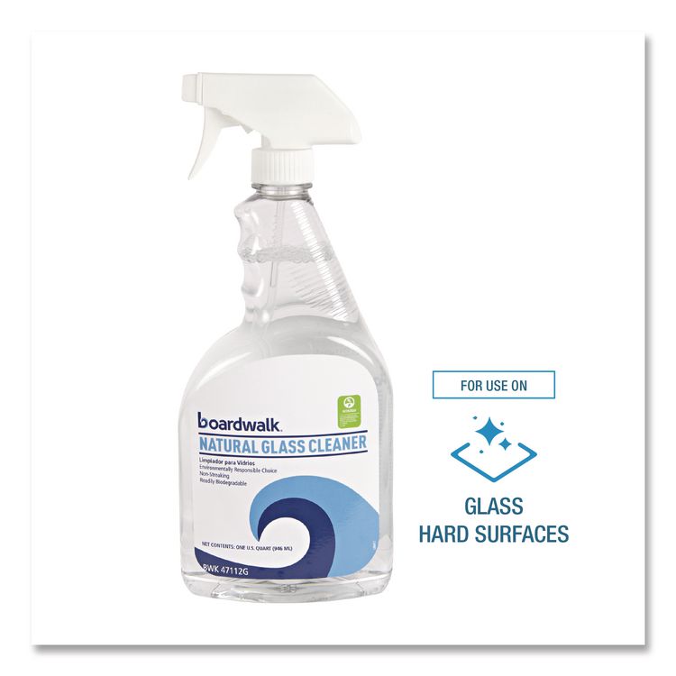 Natural Glass Cleaner, Unscented, 32 oz Trigger Spray Bottle, 12/Carton