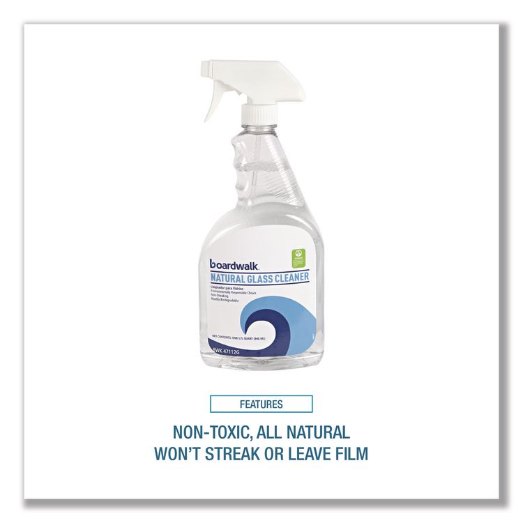 Natural Glass Cleaner, Unscented, 32 oz Trigger Spray Bottle, 12/Carton