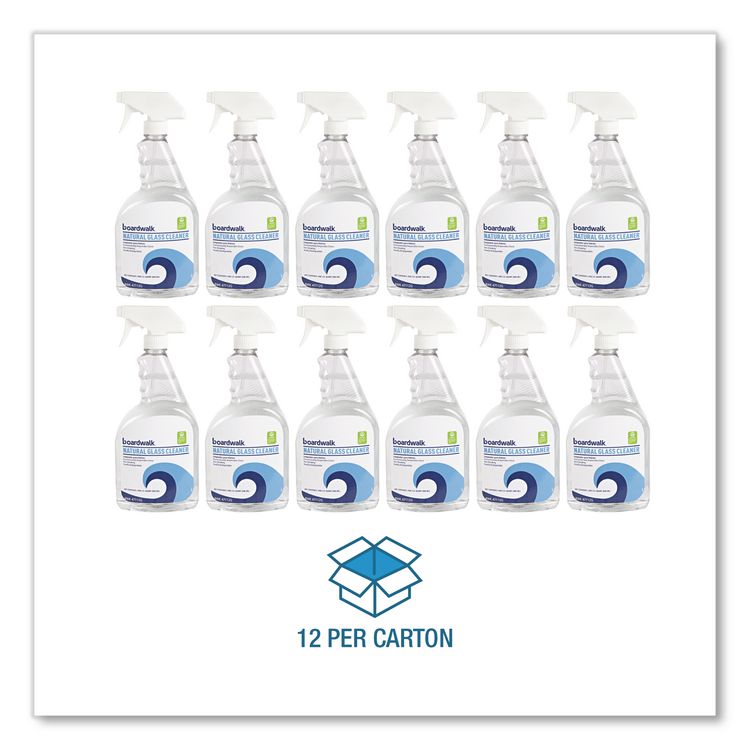 Natural Glass Cleaner, Unscented, 32 oz Trigger Spray Bottle, 12/Carton