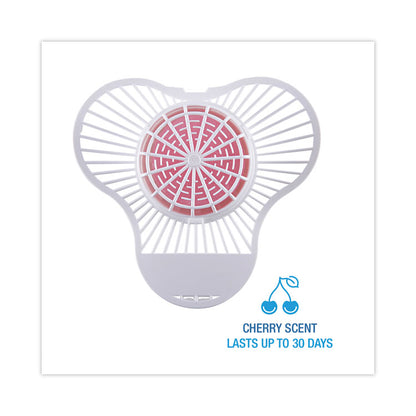 Urinal Screen with Para Deodorizer Block, Cherry Scent, Red/White, 3 oz, 12/Box