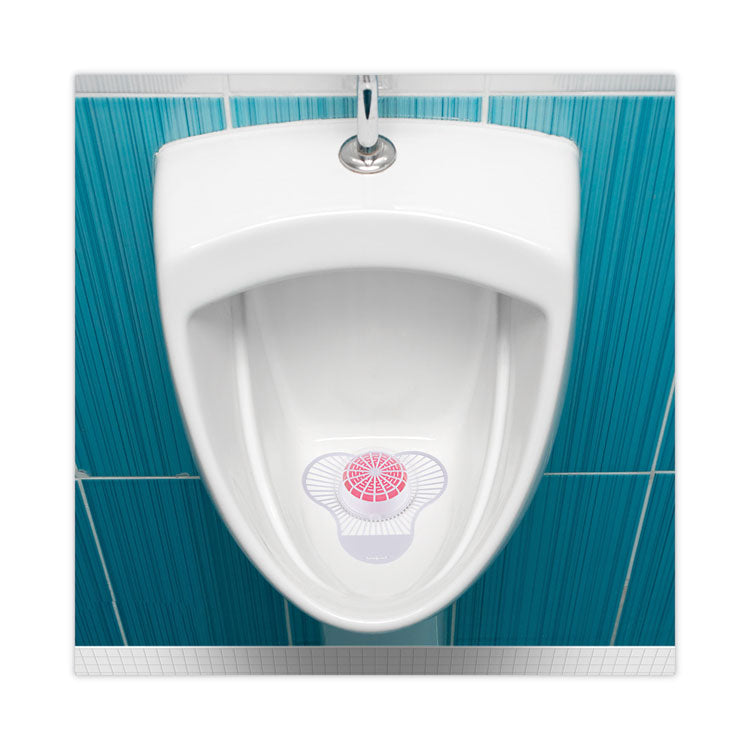 Urinal Screen with Para Deodorizer Block, Cherry Scent, Red/White, 3 oz, 12/Box