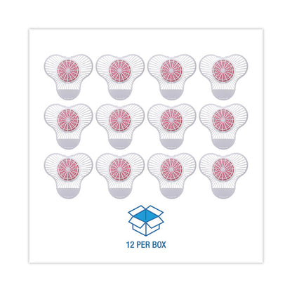 Urinal Screen with Para Deodorizer Block, Cherry Scent, Red/White, 3 oz, 12/Box