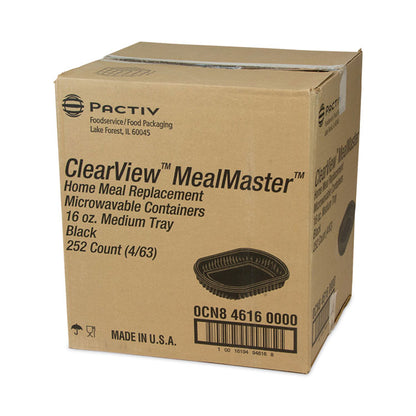 EarthChoice MealMaster Container, 16 oz, 8.12 x 6.5 x 1, Black, Plastic, 252/Carton