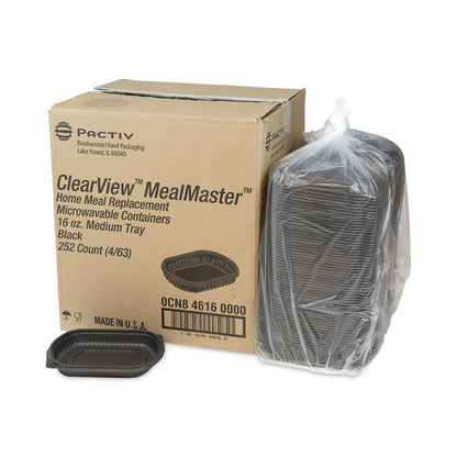 EarthChoice MealMaster Container, 16 oz, 8.12 x 6.5 x 1, Black, Plastic, 252/Carton