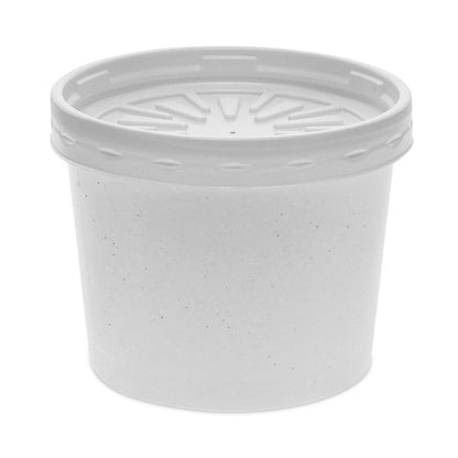 Paper Round Food Container and Lid Combo, 12 oz, 3.8" Diameter x 3" h, White, 250/Carton
