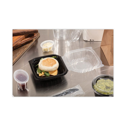 EarthChoice Vented Dual Color Microwavable Hinged Lid Container, 16 oz, 6 x 6 x 3.1, Black/Clear, Plastic, 321/Carton