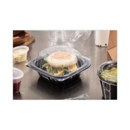 EarthChoice Vented Dual Color Microwavable Hinged Lid Container, 16 oz, 6 x 6 x 3.1, Black/Clear, Plastic, 321/Carton