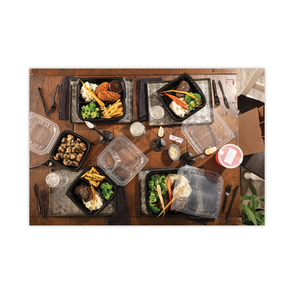 EarthChoice Vented Dual Color Microwavable Hinged Lid Container, 28 oz, 7.5 x 7.5 x 3.1, Black/Clear, Plastic, 150/Carton