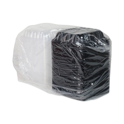 EarthChoice Vented Dual Color Microwavable Hinged Lid Container, 38 oz, 8.5 x 8.6 x 3.1, Black/Clear, Plastic, 150/Carton