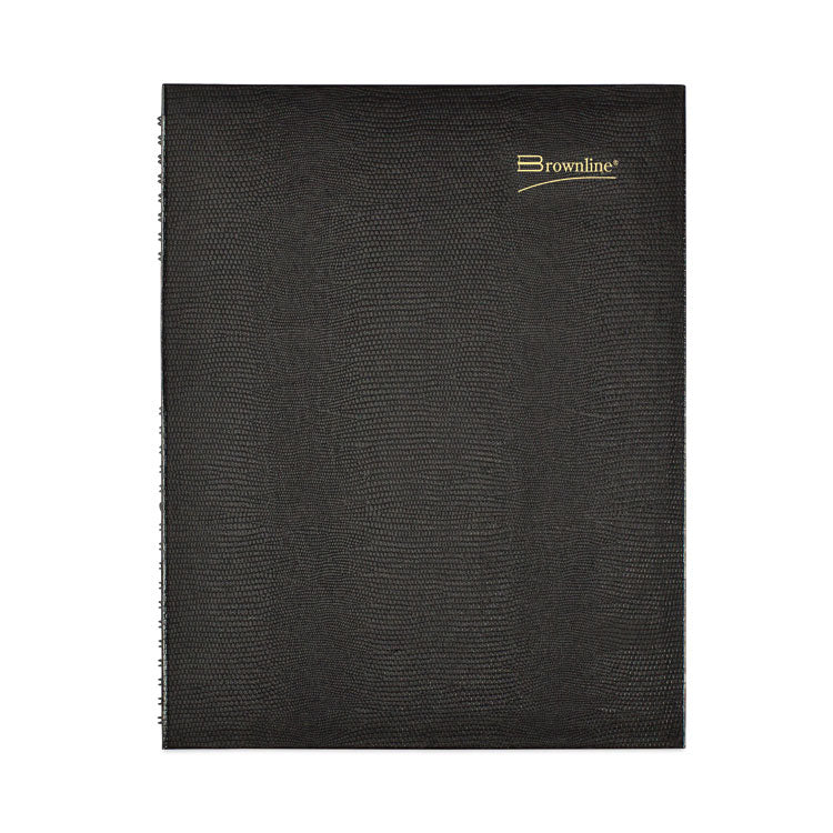 CoilPro Weekly Appointment Book in Columnar Format, 11 x 8.5, Black Lizard-Look Cover, 12-Month (Jan to Dec): 2026