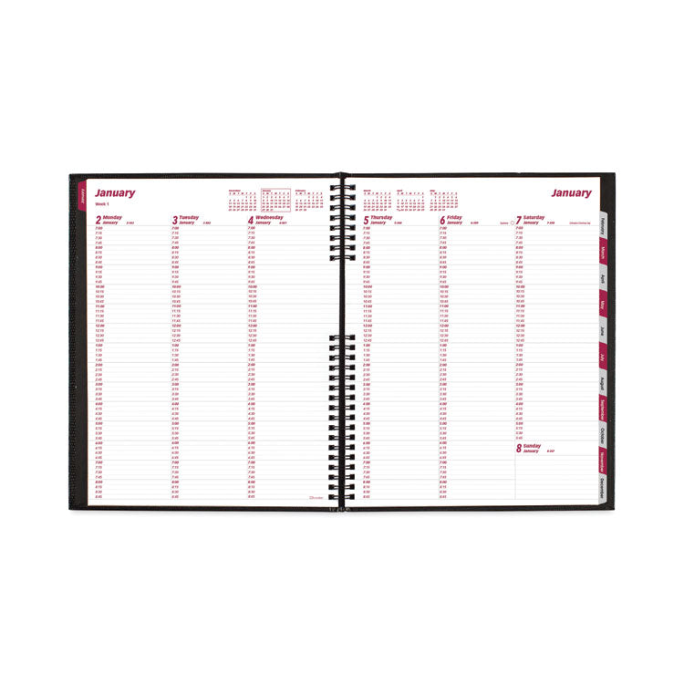 CoilPro Weekly Appointment Book in Columnar Format, 11 x 8.5, Black Lizard-Look Cover, 12-Month (Jan to Dec): 2026