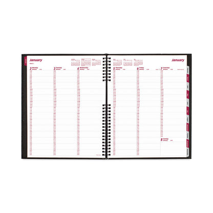 CoilPro Weekly Appointment Book in Columnar Format, 11 x 8.5, Black Lizard-Look Cover, 12-Month (Jan to Dec): 2026