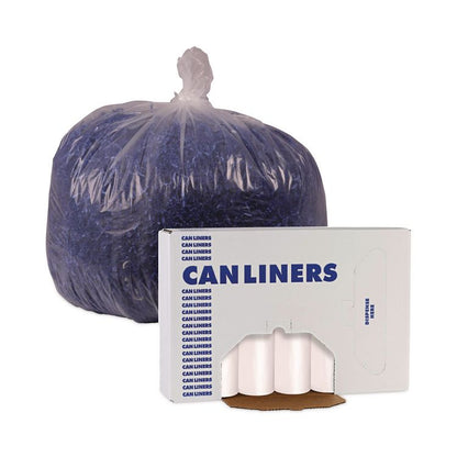 High-Density Can Liners, 60 gal, 11 mic, 38" x 58", Natural, Perforated Roll, 25 Bags/Roll, 8 Rolls/Carton