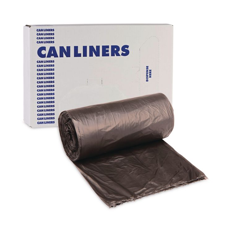 High-Density Can Liners, 60 gal, 14 mic, 38" x 58", Black, Perforated Roll, 25 Bags/Roll, 8 Rolls/Carton