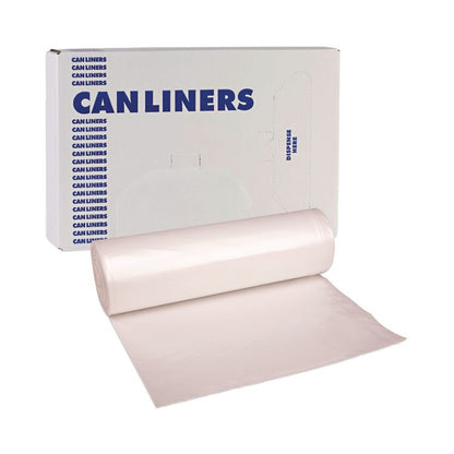 High-Density Can Liners, 60 gal, 14 mic, 38" x 58", Natural, Perforated Roll, 25 Bags/Roll, 8 Rolls/Carton