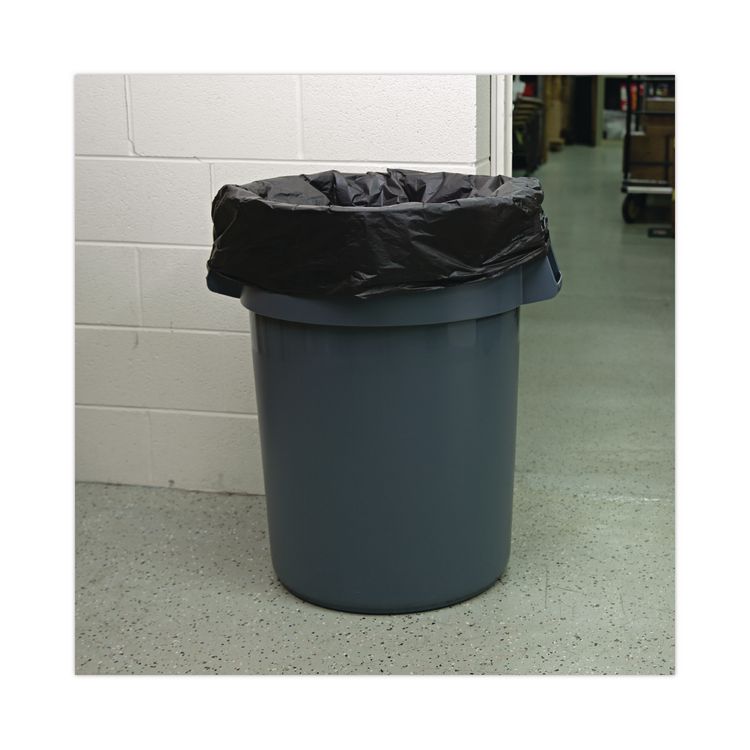 High-Density Can Liners, 56 gal, 19 mic, 43" x 47", Black, Perforated Roll, 25 Bags/Roll, 6 Rolls/Carton