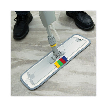 Bucketless Microfiber Mop System, 5 x 18 Blue Microfiber Head, 59" Gray Aluminum/Polypropylene Handle