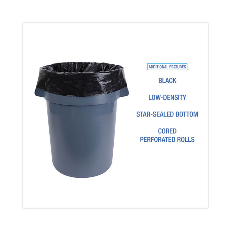 Industrial Can Liners, 60 gal, 2.7 mil, 21" x 17" x 63", Black, 50/Carton