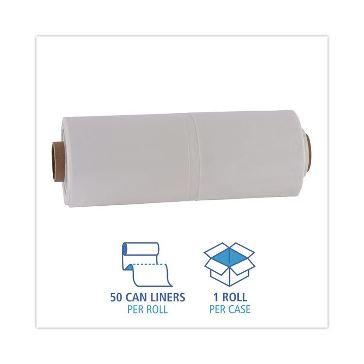 Industrial Can Liners, 60 gal, 2.7 mil, 21" x 17" x 63", Clear, 50/Carton