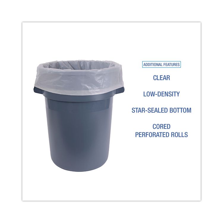 Industrial Can Liners, 60 gal, 2.7 mil, 21" x 17" x 63", Clear, 50/Carton