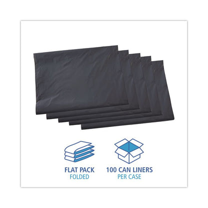 Linear Low Density Industrial Can Liners, 60 gal, 1.3 mil, 38" x 58", Gray, Flat Pack, 100/Carton