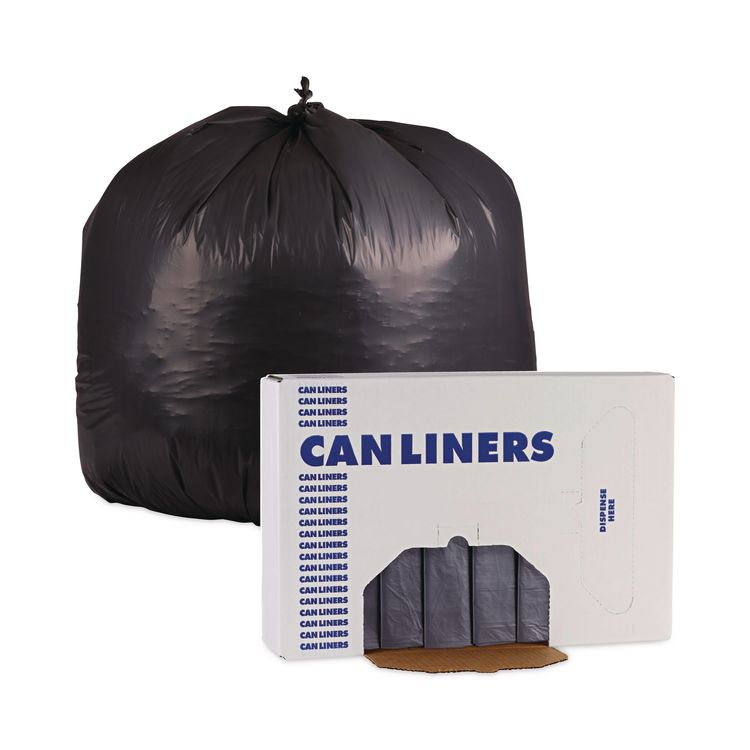 Linear Low Density Industrial Can Liners, 60 gal, 1.3 mil, 38" x 58", Gray, Flat Pack, 100/Carton